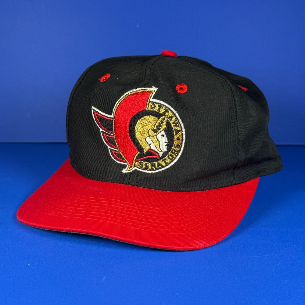 The Game Ottawa Senators Vintage 90s NHL Fitted Hat Black Red Size 7 G-Logo
